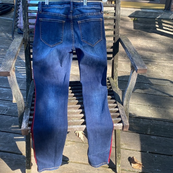 Women's Aqua Tuxedo Stripe Jeans - Picture 5 of 6